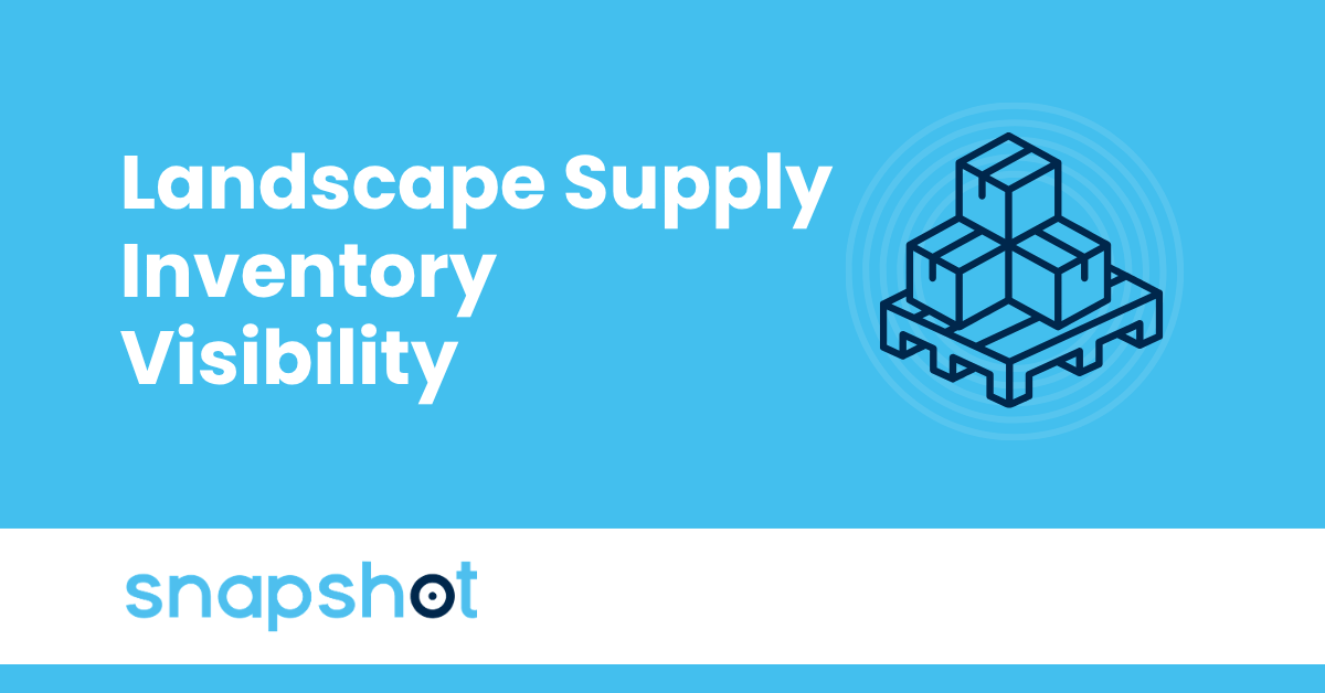 Landscape supply inventory visibility graphic featuring stacked boxes on a pallet