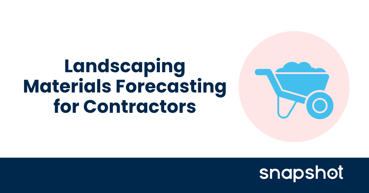 Landscaping materials forecasting: mulch, wheelbarrow, and sod staged for a commercial project