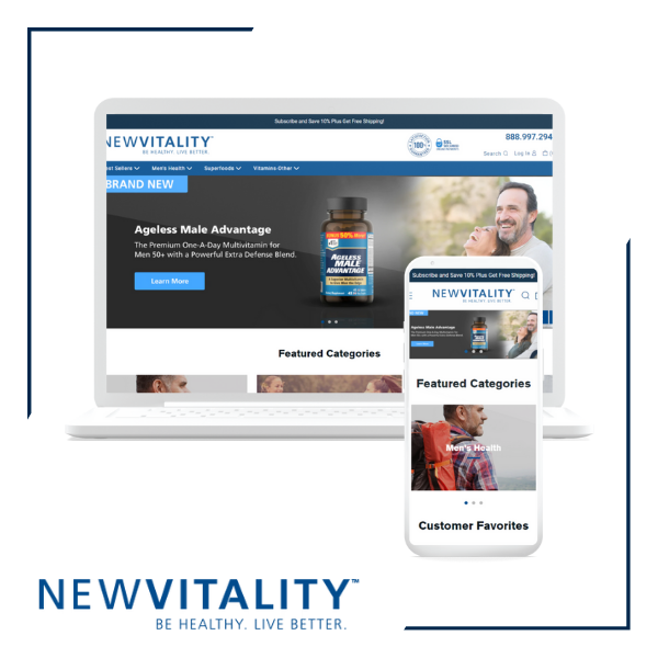 Case Study Image for New Vitality featuring computer with their website