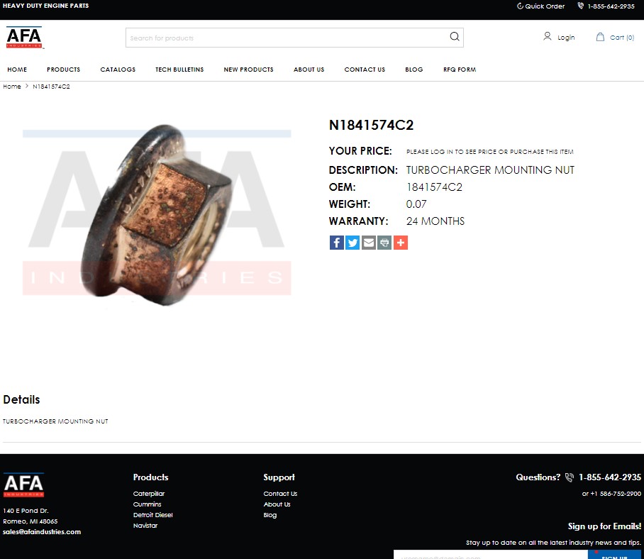 AFA Industries Product Details Page